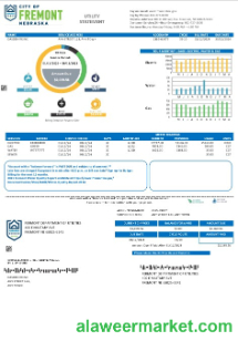 USA City of Fremont Nebraska business utility bill Word and PDF template